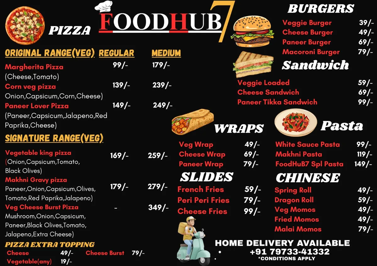 FoodHub7 printed menu board